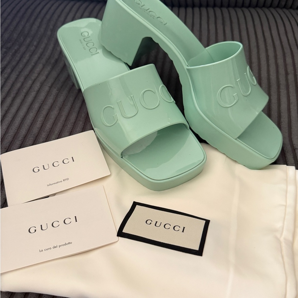 Gucci Light Green Women's Mules